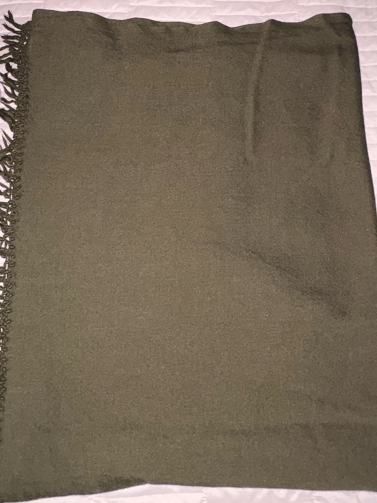 Nate Berkus Other - Nate Berkus Olive Green Fringe 100% wool throw vintage debut line